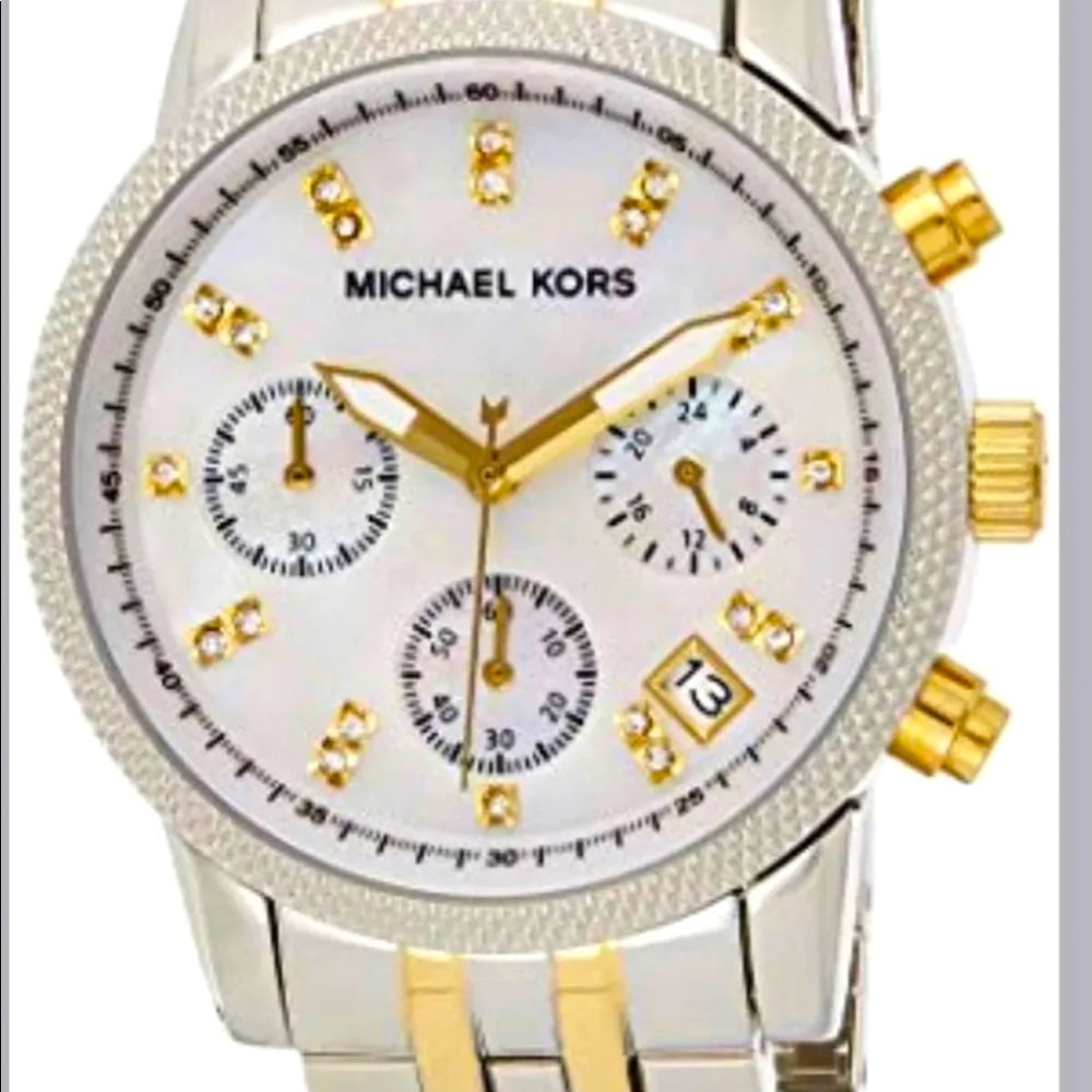Mk5057 Michael Kors Watche- Two-Tone Chronograph with Stones